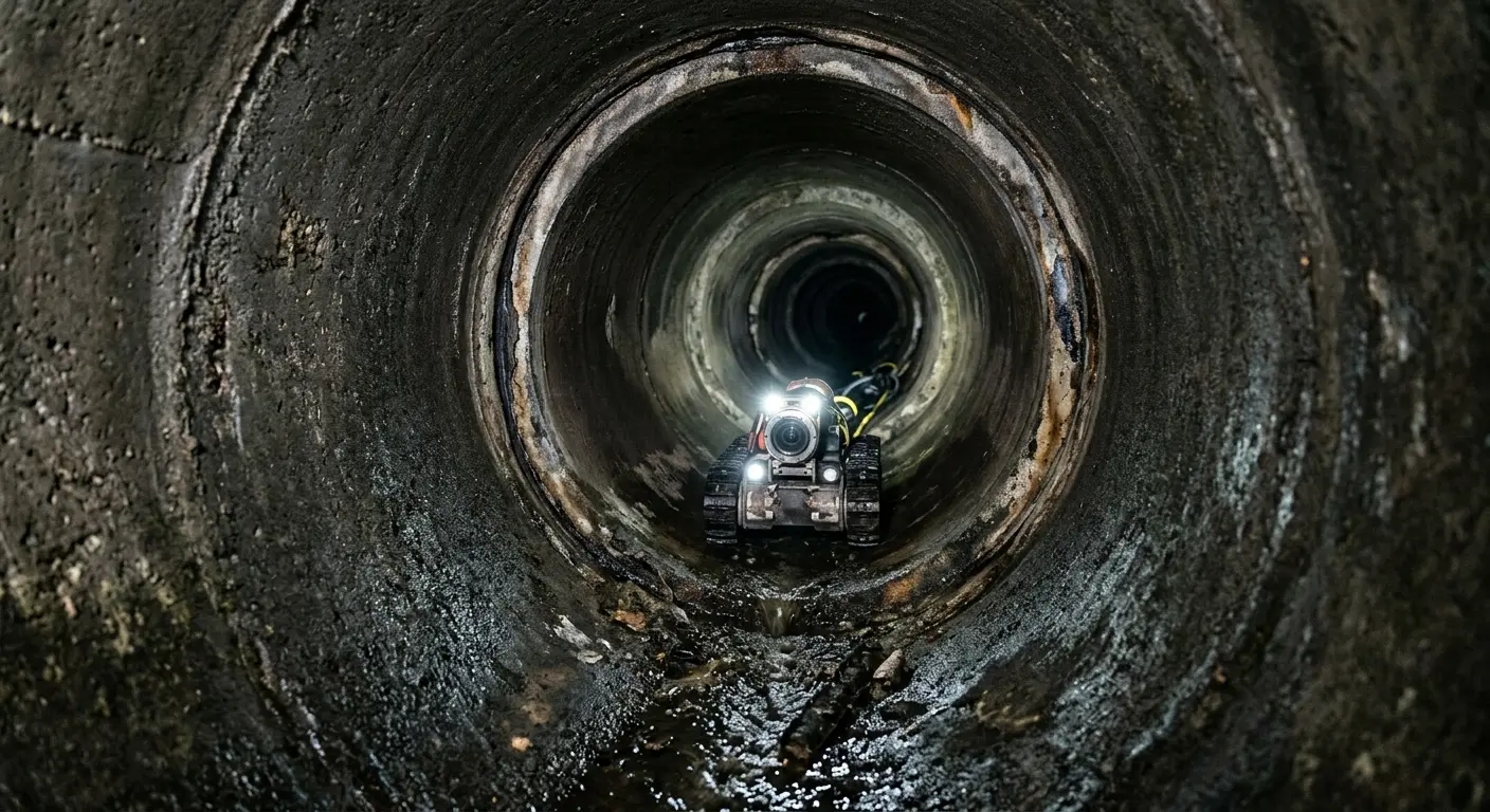 Robotic sewer camera inspecting pipe interior for Sewer Line Repair in Belgrade